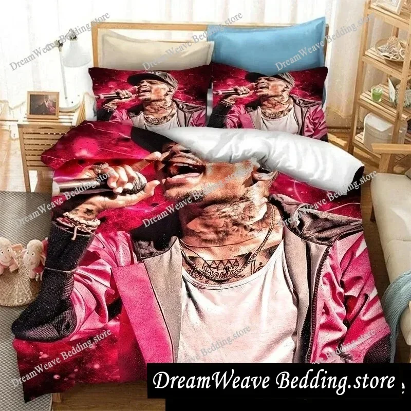 Bedding Decor 3D Print Rapper Chris Brown Bedding Set Double Twin King Duvet Cover Comforter Pillowcase Boys Girls Adults Bedroo