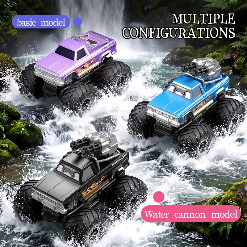 In Stock RC Car SMASHER Amphibious Dual Terrain 4WD Drive Bigfoot Vehicle With Water Cannon Function Waterproof Toy For Kids