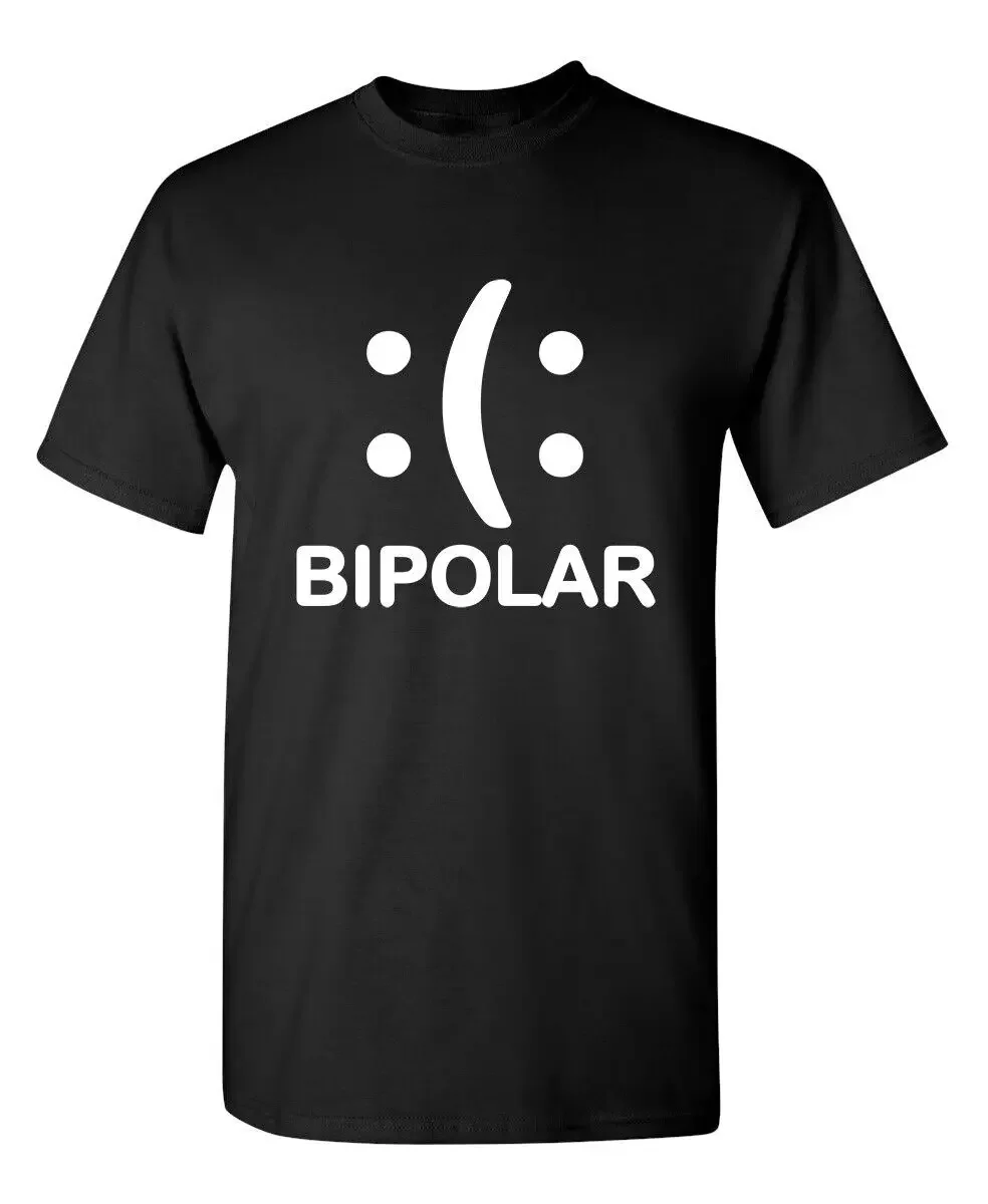 Bipolar Emoticon Sarcastic Humor Graphic Super Soft Ring Spun Funny T Shirt