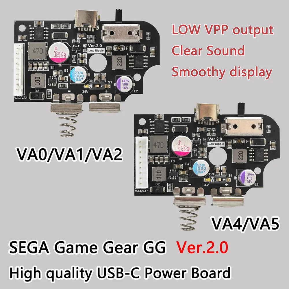 V2.0 لوحة طاقة USB-C عالية الجودة لـ SEGA Game Gear GG بدون طاقة أصلية ملحقات إصلاح الشاشة عالية السطوع