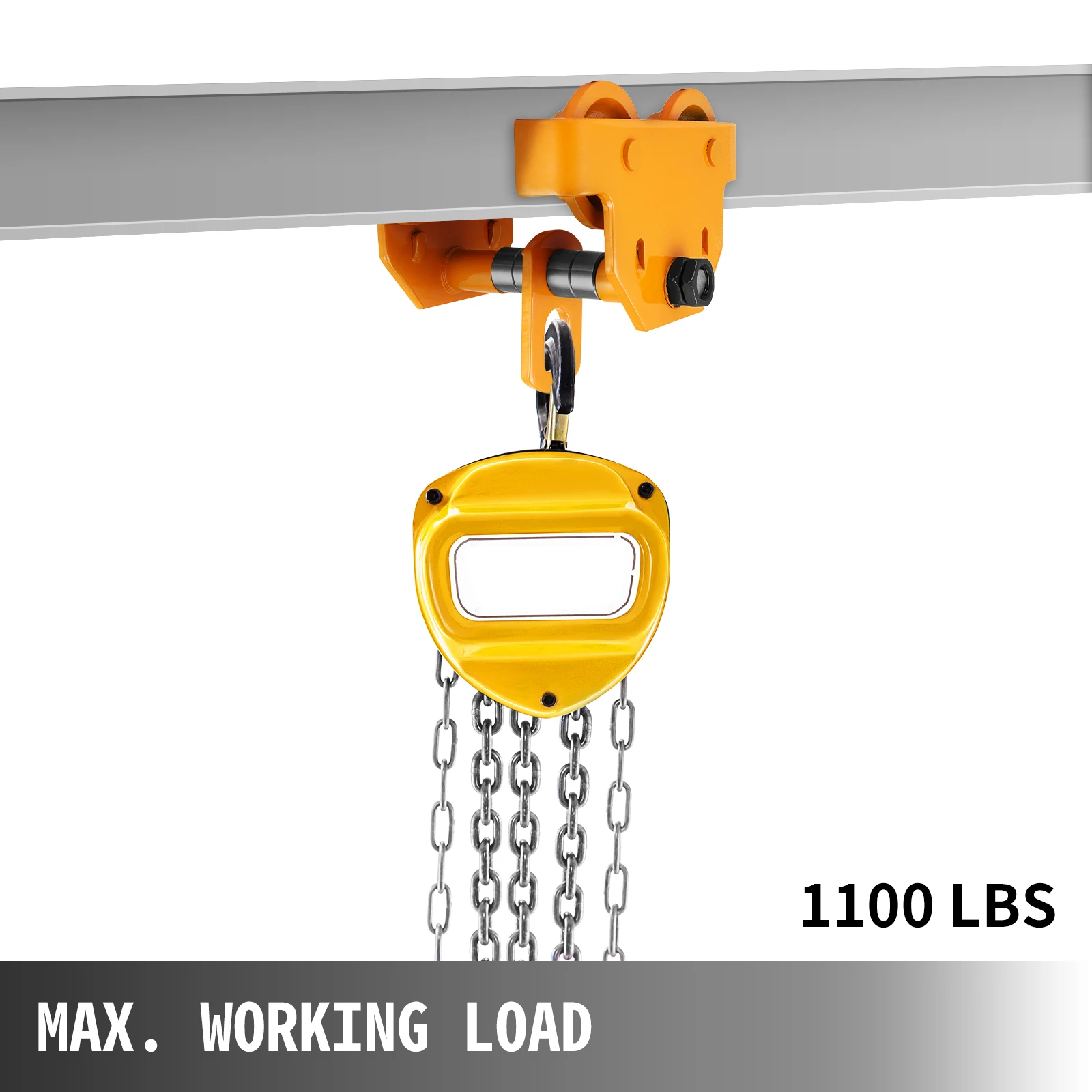 VEVOR Laufkatze 0,5Ton Lastkapazität Handfahrwerk Stahl 21,6 x 19,3 x 14,5 cm, 1100 LBS Rollfahrwerk Krankatze Schubbalkenwagen Manuelle Handkurbel