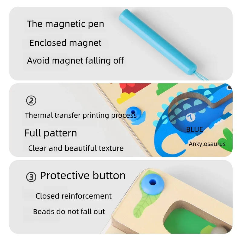 Magnetic Maze Toys For Kids Montessori Wooden Color Sorting Counting Board Sensory Educational Toys Pen Moving Ball Puzzles Game