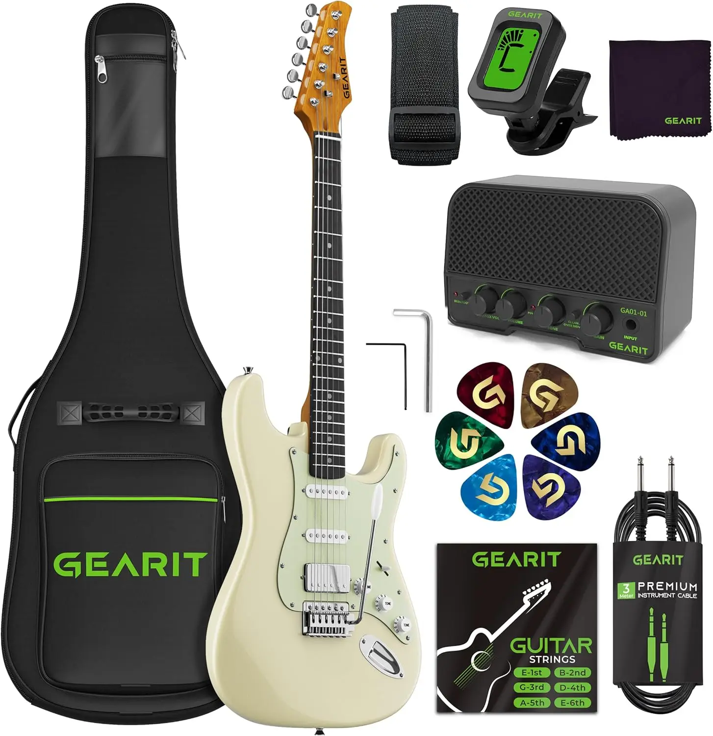 

Electric Guitar Kit Bundle (Premium Mahogany Tonewood) GST-100 Mission Series, 39in Full-Size, Beginner Starter, with Amp