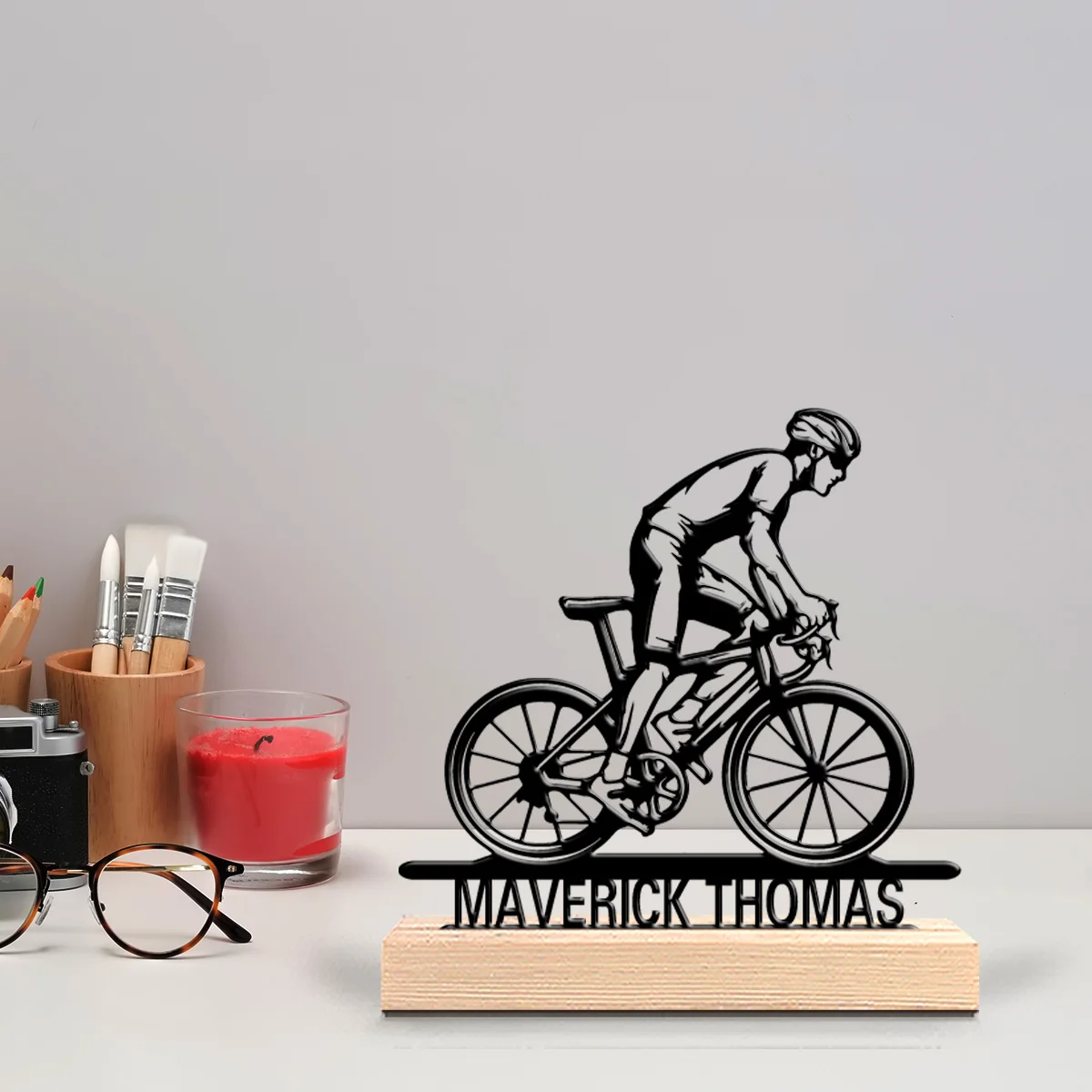 1pc Stylish Personalized Custom Bicycle Metal Statues Metal Art With Tabletop Decoration Wall Art For Cycling Enthusiasts