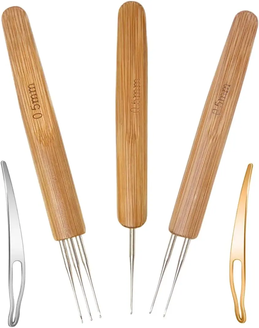 5Pcs 0.5mm/0.75mm Dreadlock Crochet Hooks Set Loc Needle for Dreads Retightening Wig Making