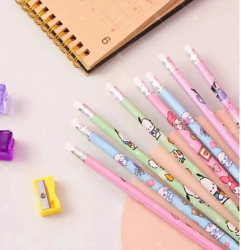 Sanrio Pencils 24/48pcs kawaii my melody pochacco Mixed Wooden Pencils Primary School Students Sketch Tools Writing Stationery