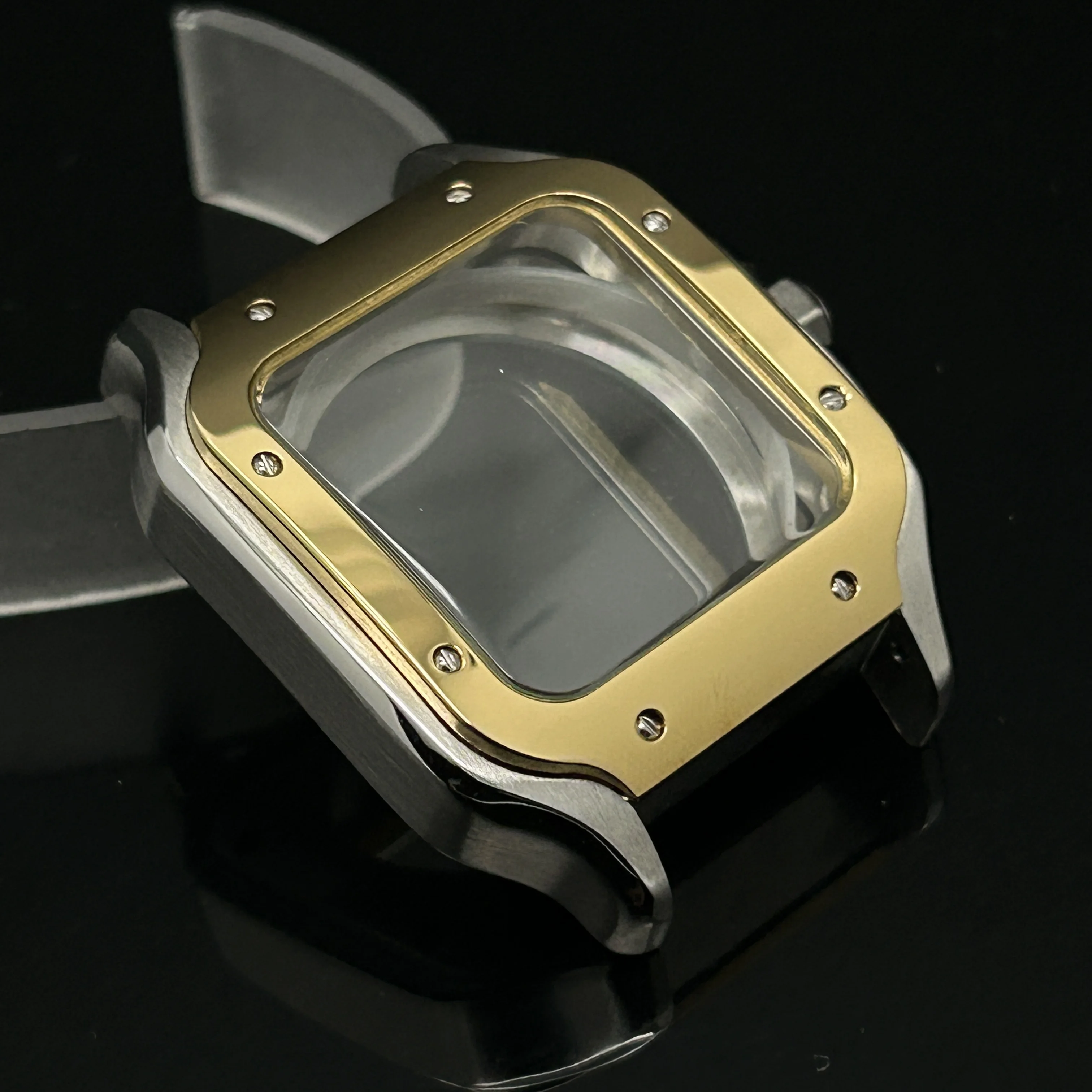 Silver 38mm Modification Square Watch Case Sainless Steel for Seiko Santos Watch Accessories for NH36 NH35 Movements No Logo view 6