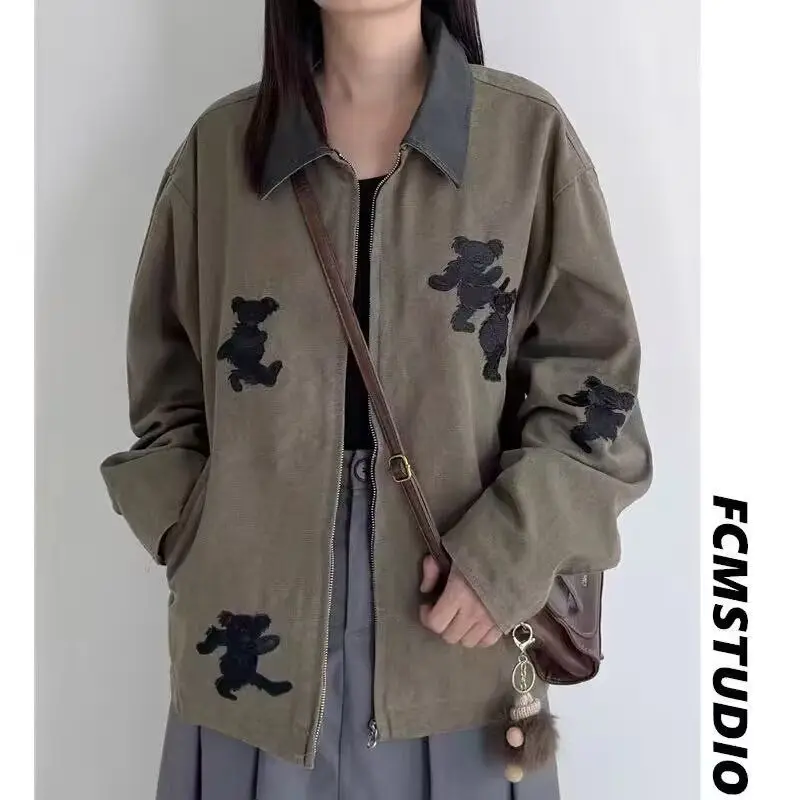 

Loose Men's Jaet Spring Autumn Harajuku Sle Hong Kong Sle Trendy Outerwear Stand Fit Long Sve Pure Color