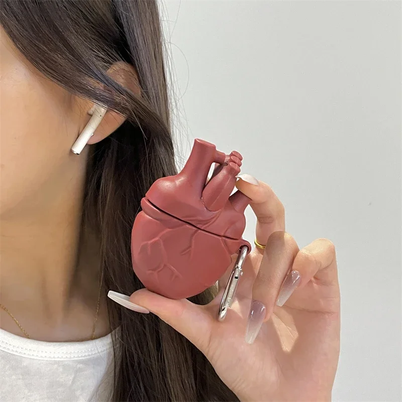 Red Human Heart Case for Apple AirPods 4 3 2 1 Generation Cover for AirPods Pro 1st 2nd Gen Shell for Air Pods Protective