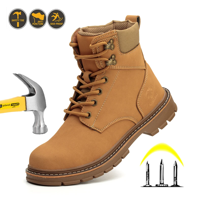 Men Safety Shoes Waterproof Work Safety Sneakers High Top Boots Anti Puncture Work Shoes Steel Toe Working Shoes With Protection