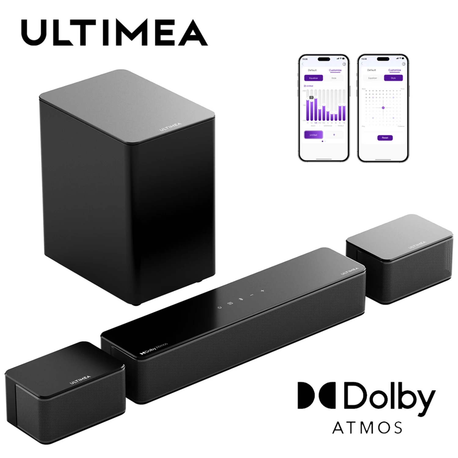 Barre de son ULTIMEA 5.1 avec Dolby Atmos, système surround 3D pour téléviseur avec caisson de basses sans fil, contrôl…