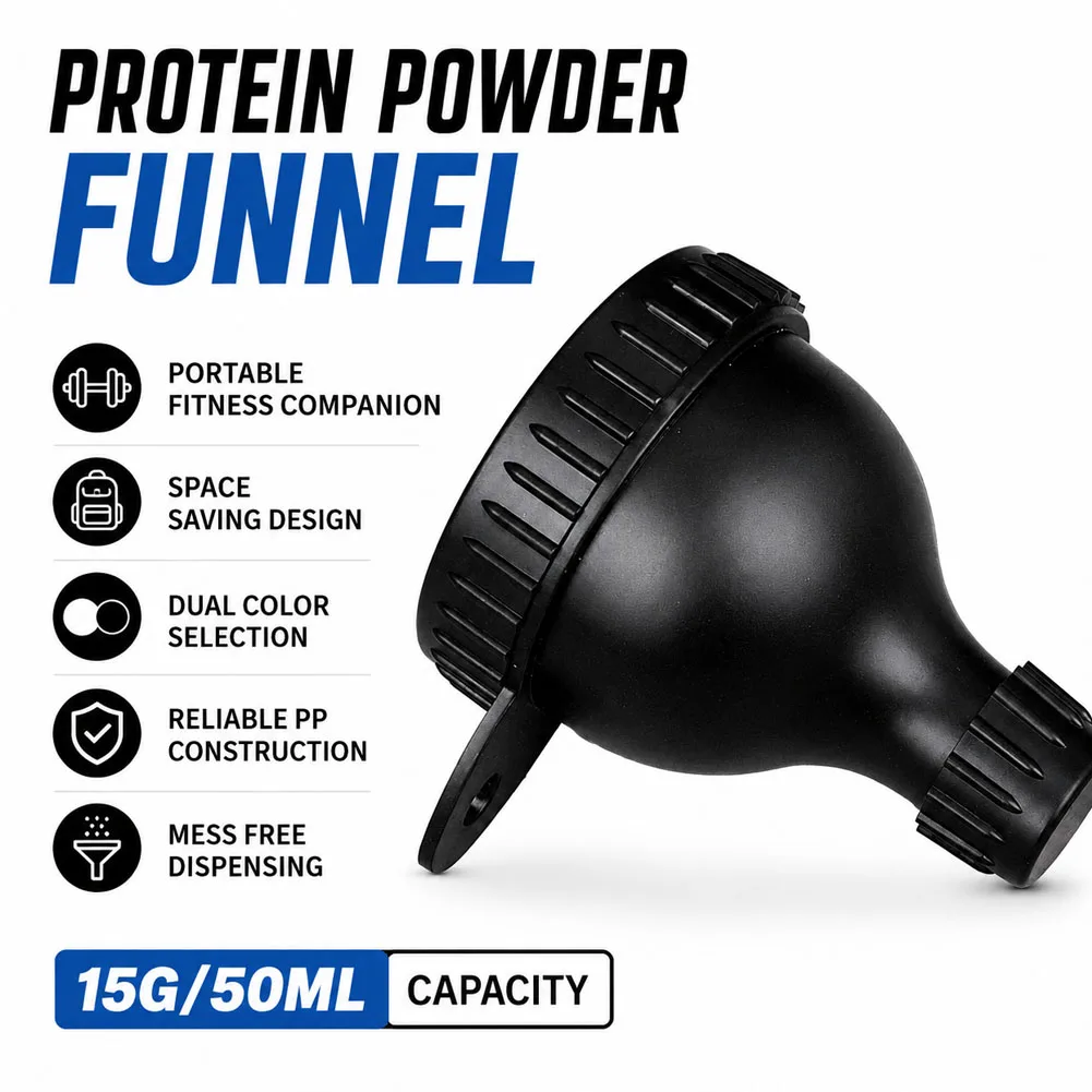 Protein Powder Funnel Mini Bottle 15g/50ml Health Funnel Pill Case Portable Reinforced Cap For Fitness Traveling Workout