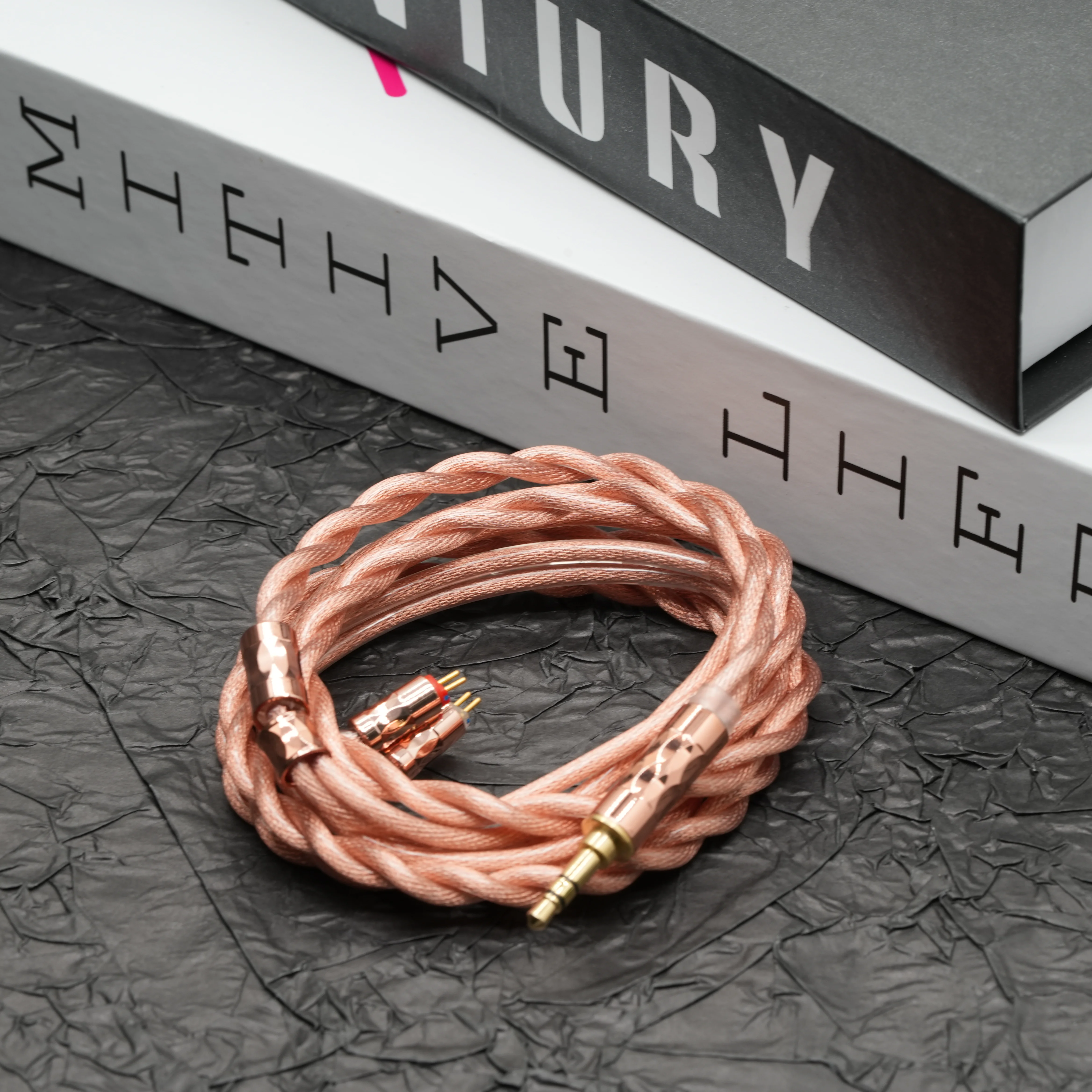 XINHS 2-Core Brown Copper Silver Mixed Coaxial HIFI Headphone