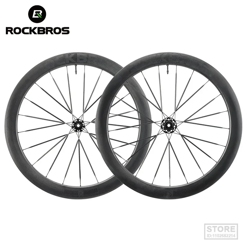 ROCKBROS Carbon Bicycle Wheelset 38mm 55mm  Tubeless Clincher Tires Cycling  Set Road Bike Steel Ball/Ceramic Peilin