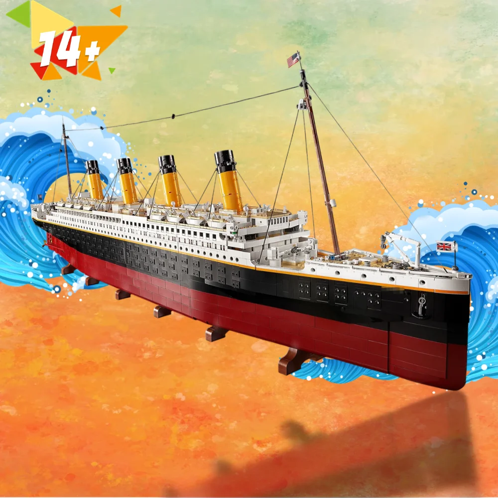 

Spot 9090PCS Sunken Giant Cruise Ship Assembly Building Block MOC Desktop Decoration Compatible 10294 Christmas Gift for Friends