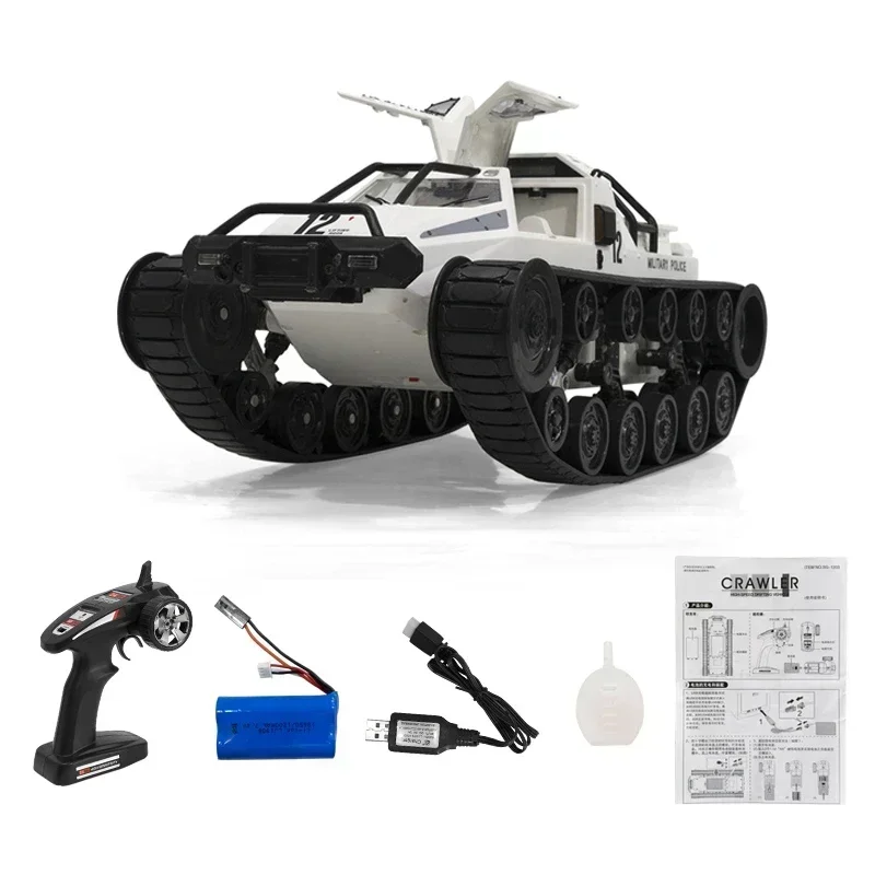 RC รถ 1/12 2.4G ติดตามถังสเปรย์รถความเร็วสูง Drift Off-Road รถ LED Light หุ้มเกราะของเล่น