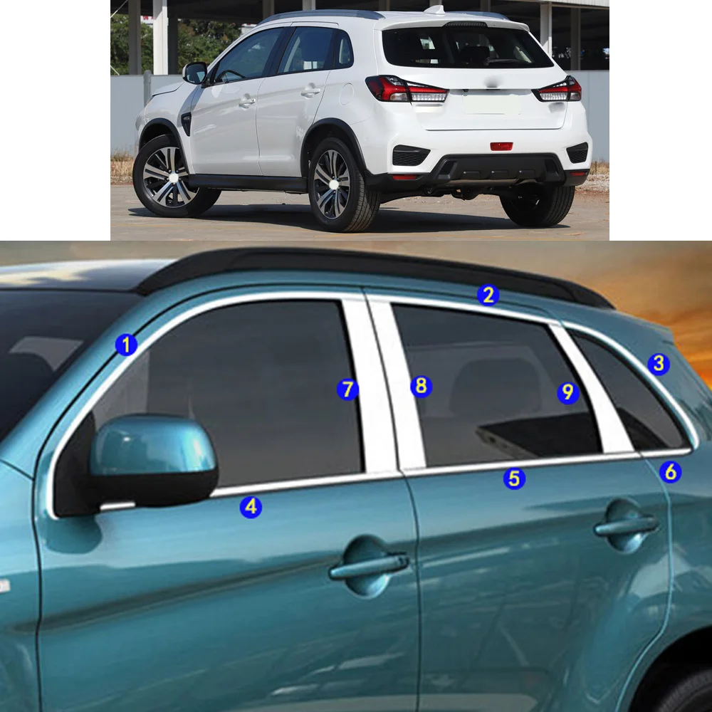 For Mitsubishi ASX 2016 2017 2018 2019 2020 2021 Car Sticker Garnish Pillar Window Middle Strip Trim Frame Hoods