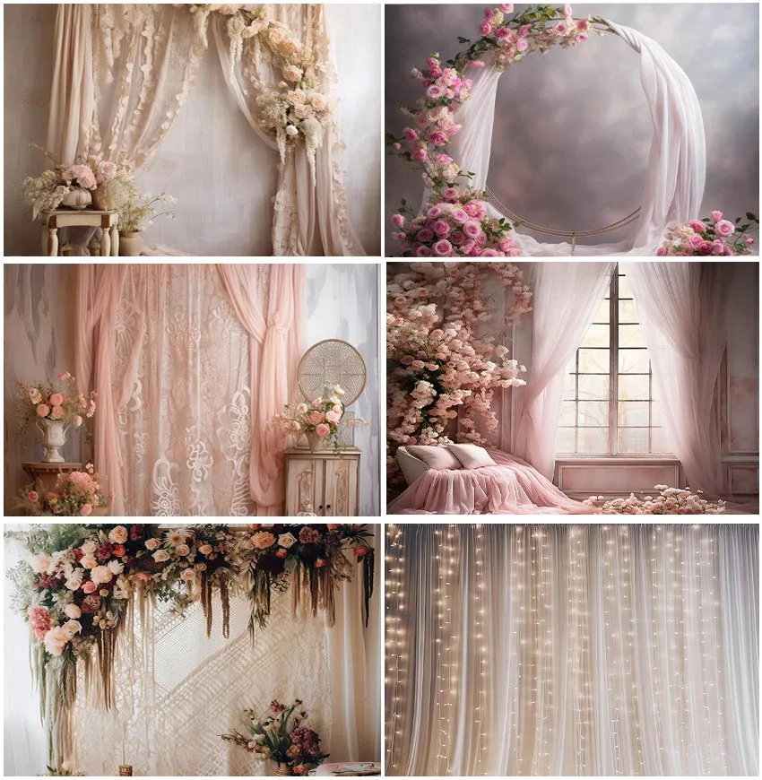 

Photographic Backdrops Wedding Ceremony Bridal Shower Decoration Curtain Romantic Backgrounds Photozone Birthday Banner Props