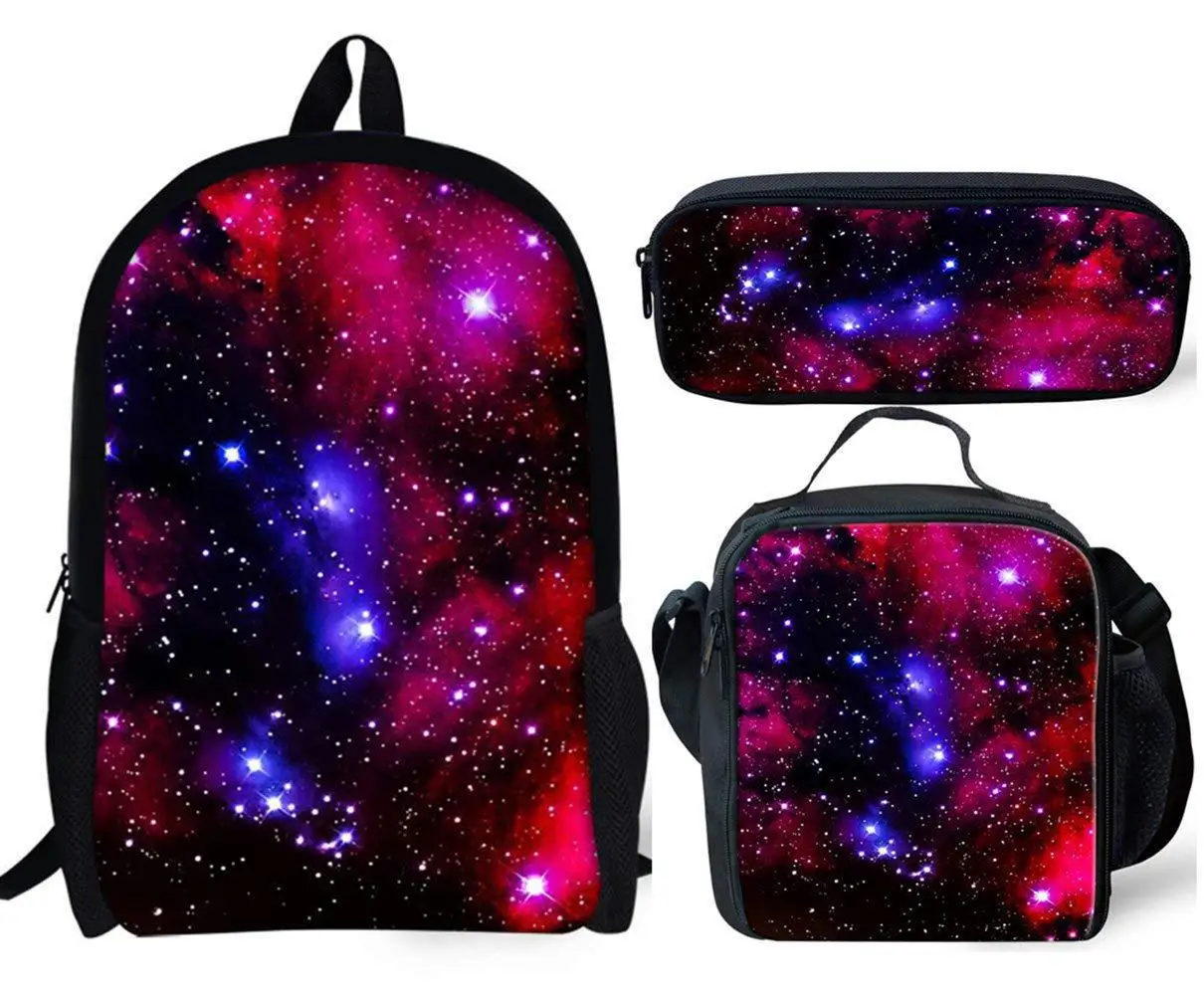 Hip Hop Youthful  starry sky 3D Print 3pcs/Set Student Travel bags Laptop Daypack Backpack Lunch Bag Pencil Case