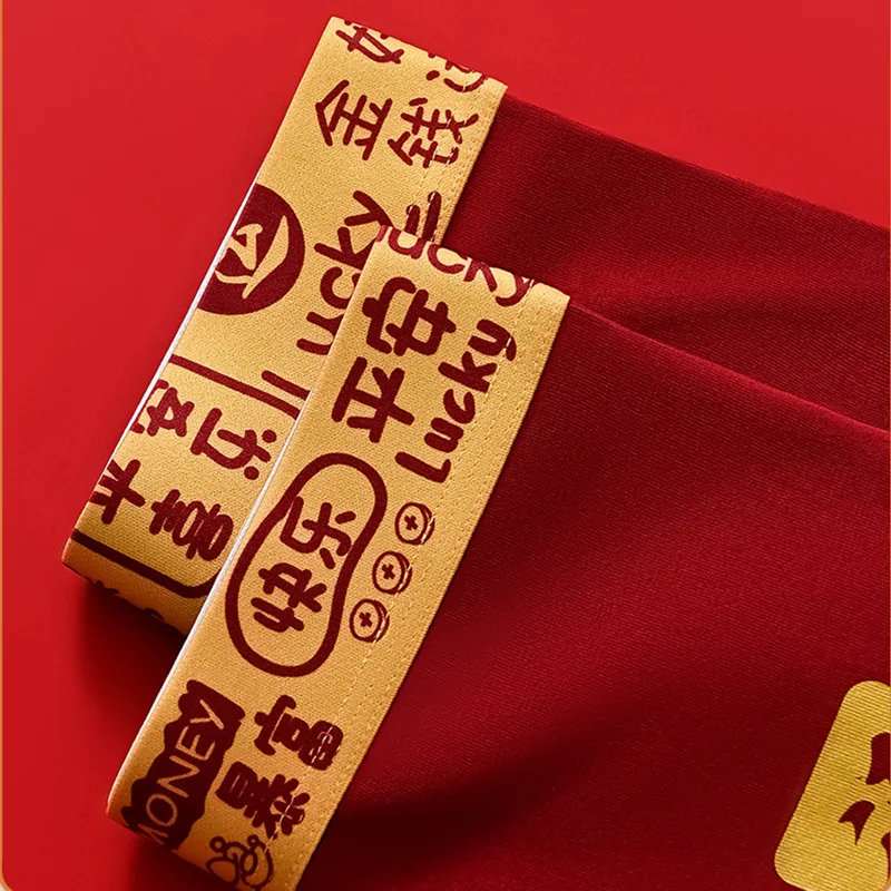 4 حزمة كبيرة الحجم الرجال سراويل بوكسر ملابس داخلية قطنية الصبي الأحمر محظوظ سراويل L XL 2XL 3XL 4XL 5XL 6XL 2026 هدايا السنة الصينية الجديدة