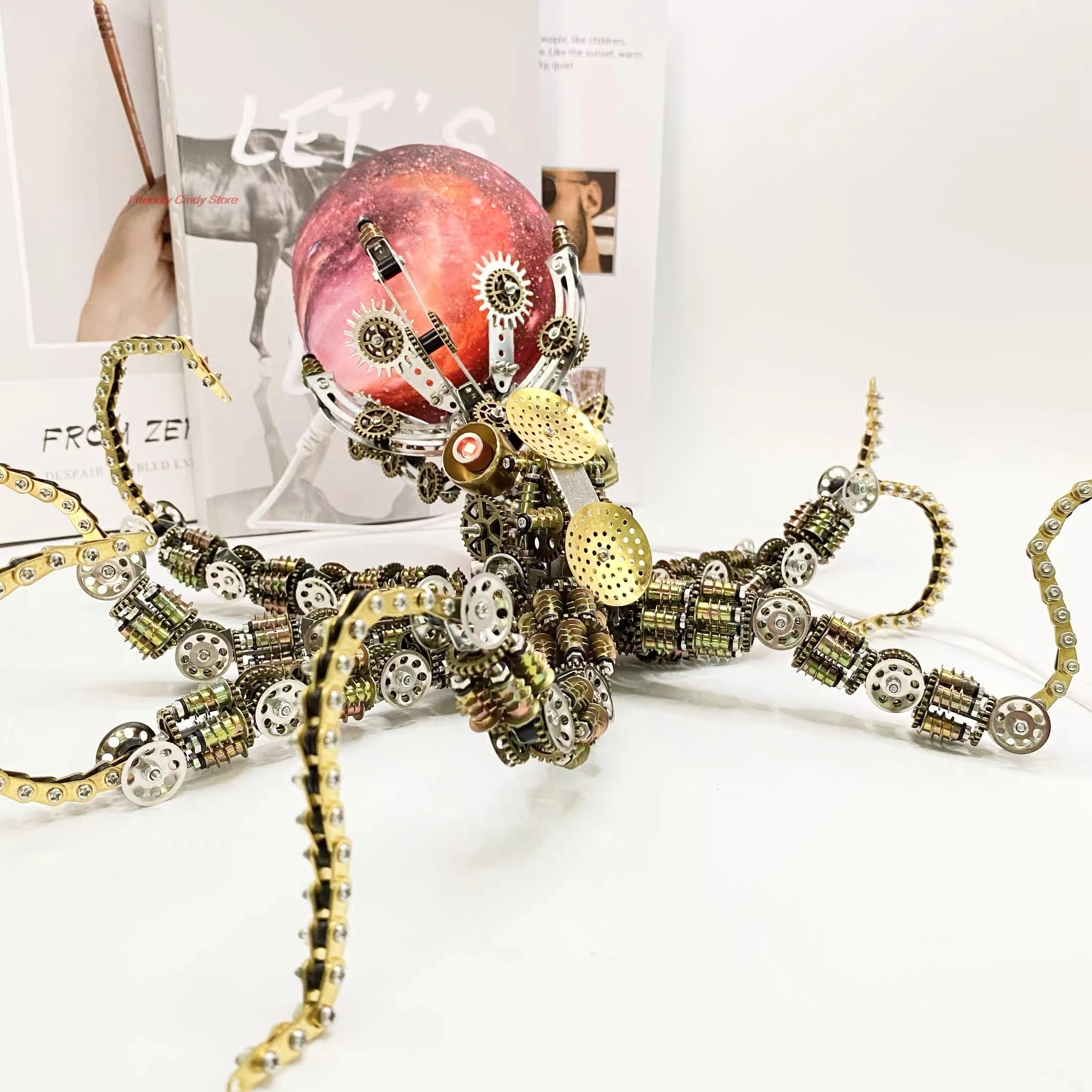 1PCS Steam Punk Mechanical Octopus DIY Pure Handmade Precision Metal Assembly High-Difficulty Creative Puzzle Building Block Toy