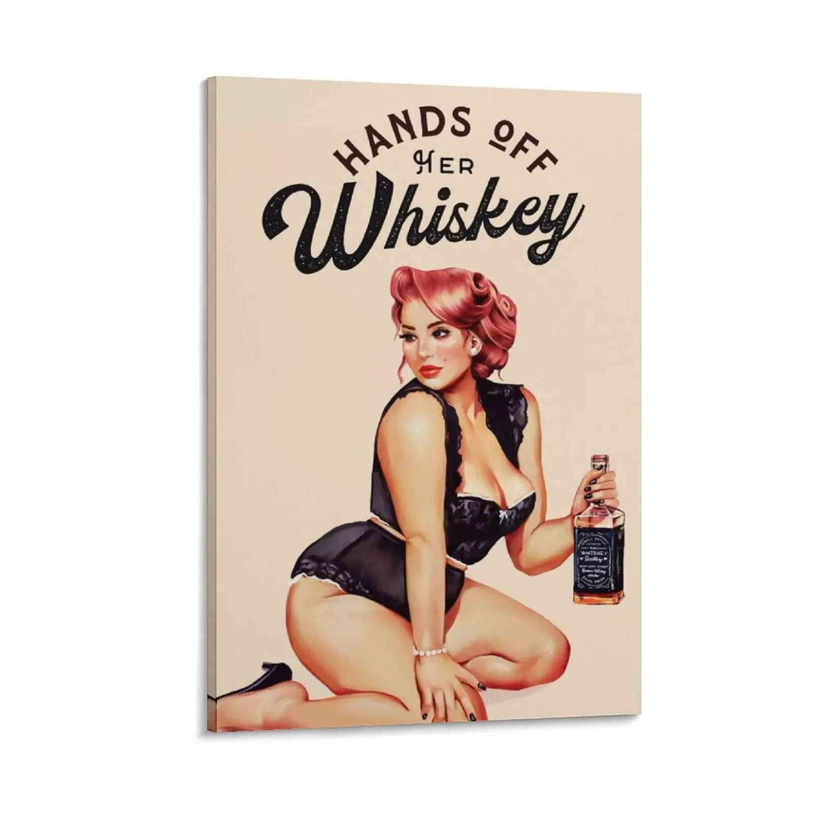 

Hands Off Her Whiskey Sexy Retro Pinup Girl Canvas Painting poster anime decor
