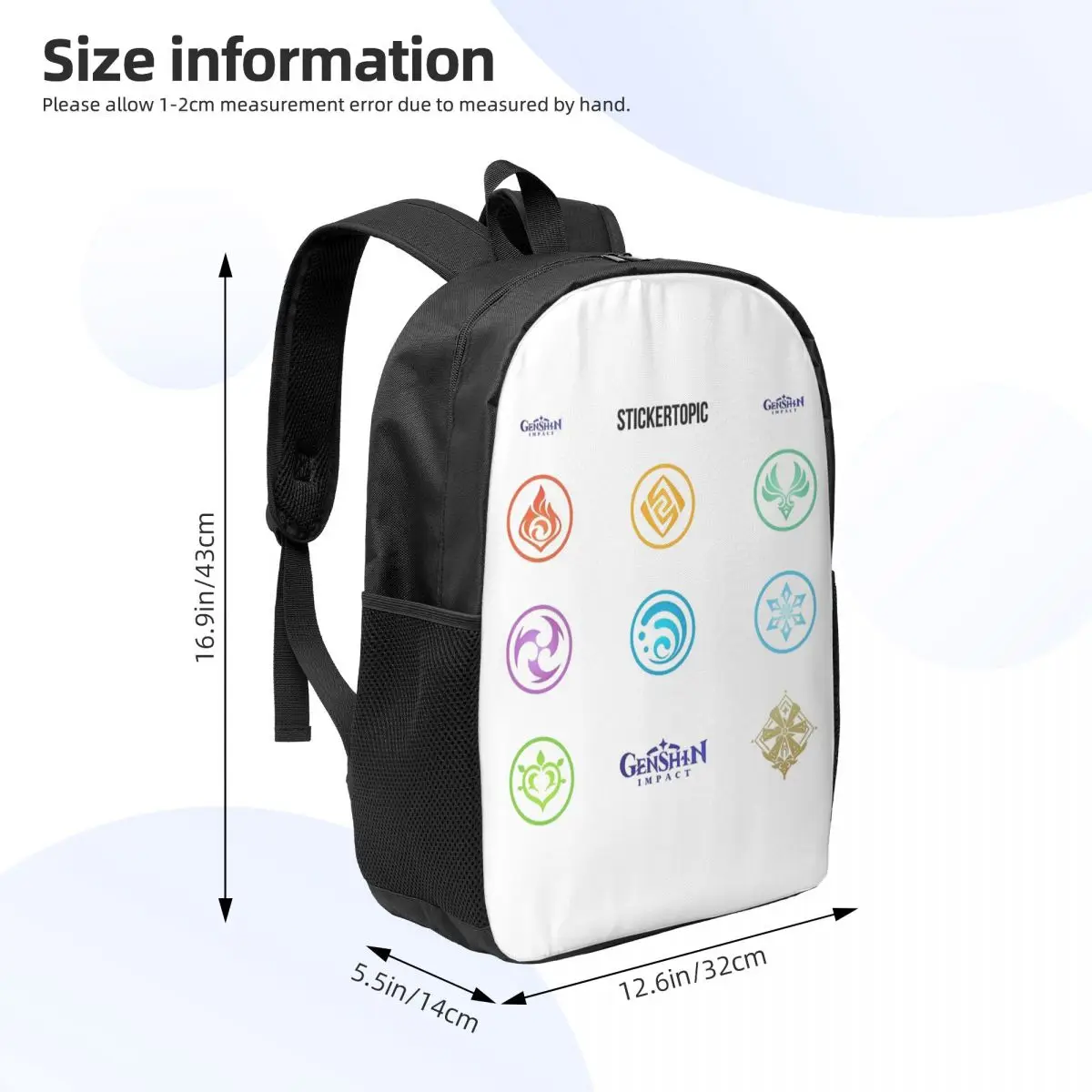 Genshin Impact Circle Pack Zaini da donna Ragazzi Ragazze Bookbag Studenti Borse da scuola Portabilità Zaino da viaggio Borsa a tracolla