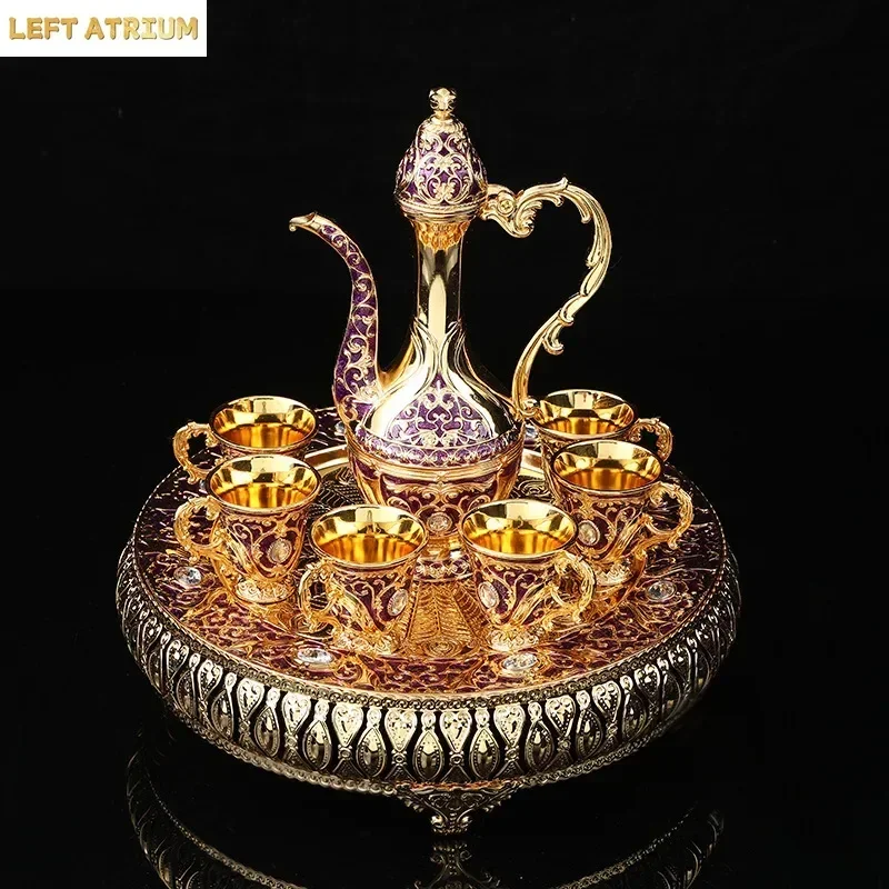 new small European-style high plate wine set European-style antique home flagon set wedding wine set