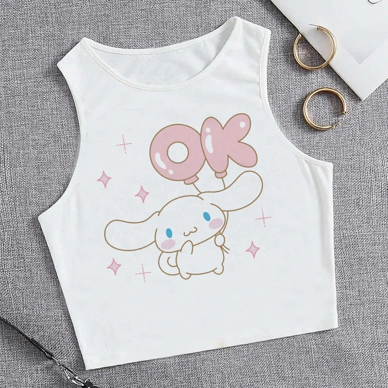 Vest Cinnamoroll T Shirt Crop Top Women Tank Top T-shirt Sanrio Clothes Cropped Tshirt Tops Tee Women Clothing Girls Clothes