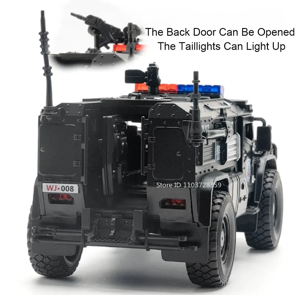 1:32 합금 장갑차 모델 장난감 금속 다이캐스트 세이버투스 장갑차 사운드 라이트 도어 열림 소년 선물용 뒤로 당겨