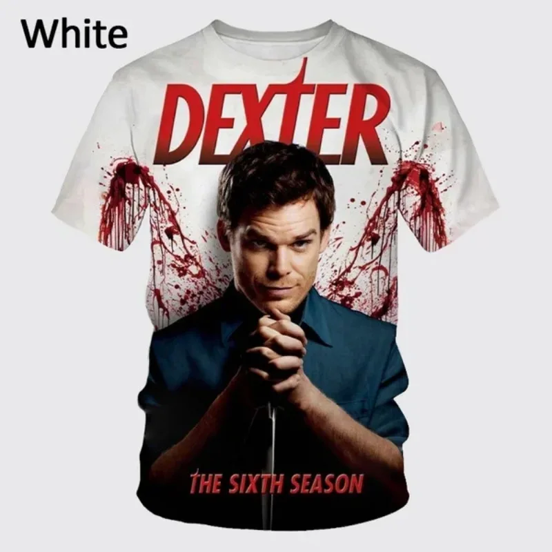 New Fashion Casual Men's Clothing Dexter 3D Print T-shirt Personalized Hip-hop Harajuku Street Round Neck Short Sleeve