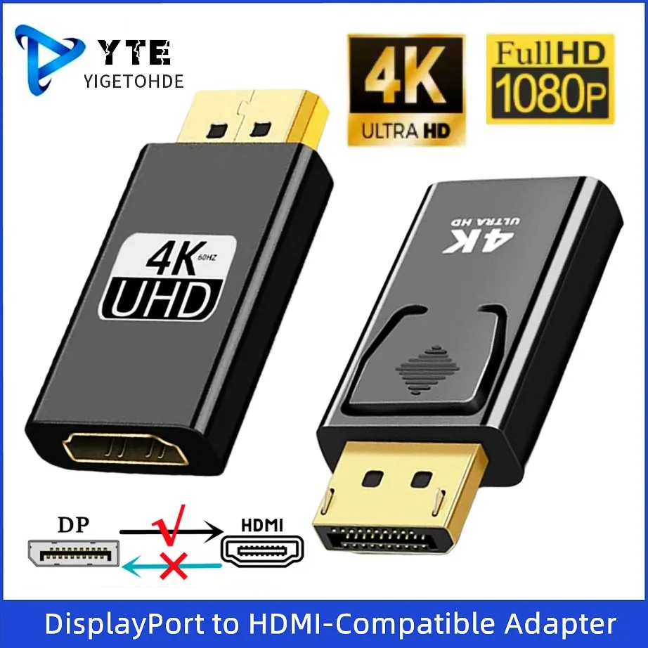 DP DisplayPort To HDMI-Compatible Converter 4K/1080P DP Male To Female HDMI-Compatible 4K60Hz HD Adapter for Laptop PC Projector
