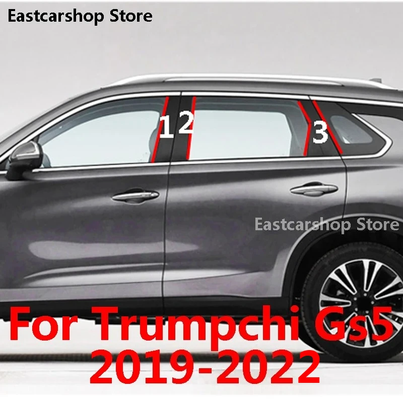 

For Trumpchi GAC Gs5 2022 2021 2020 2019 Car B C Pillar Middle Central Column PC Window Bright Black Carbon Fiber Accessories