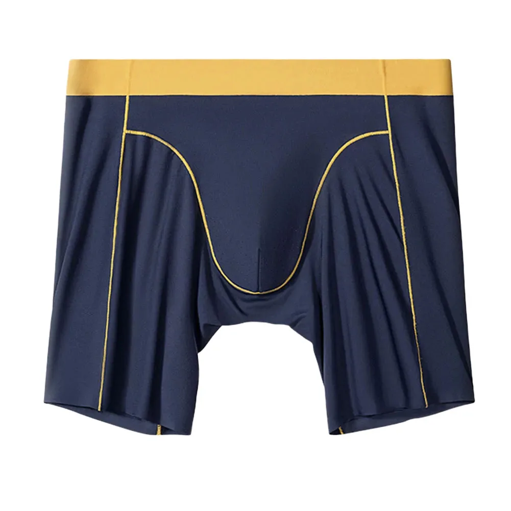 بوكسر رجالي طويل الساق من الحرير الجليدي، سروال رياضي قابل للتنفس، قماش سريع الجفاف مع أرجل مضادة للتآكل لتحسين المتانة