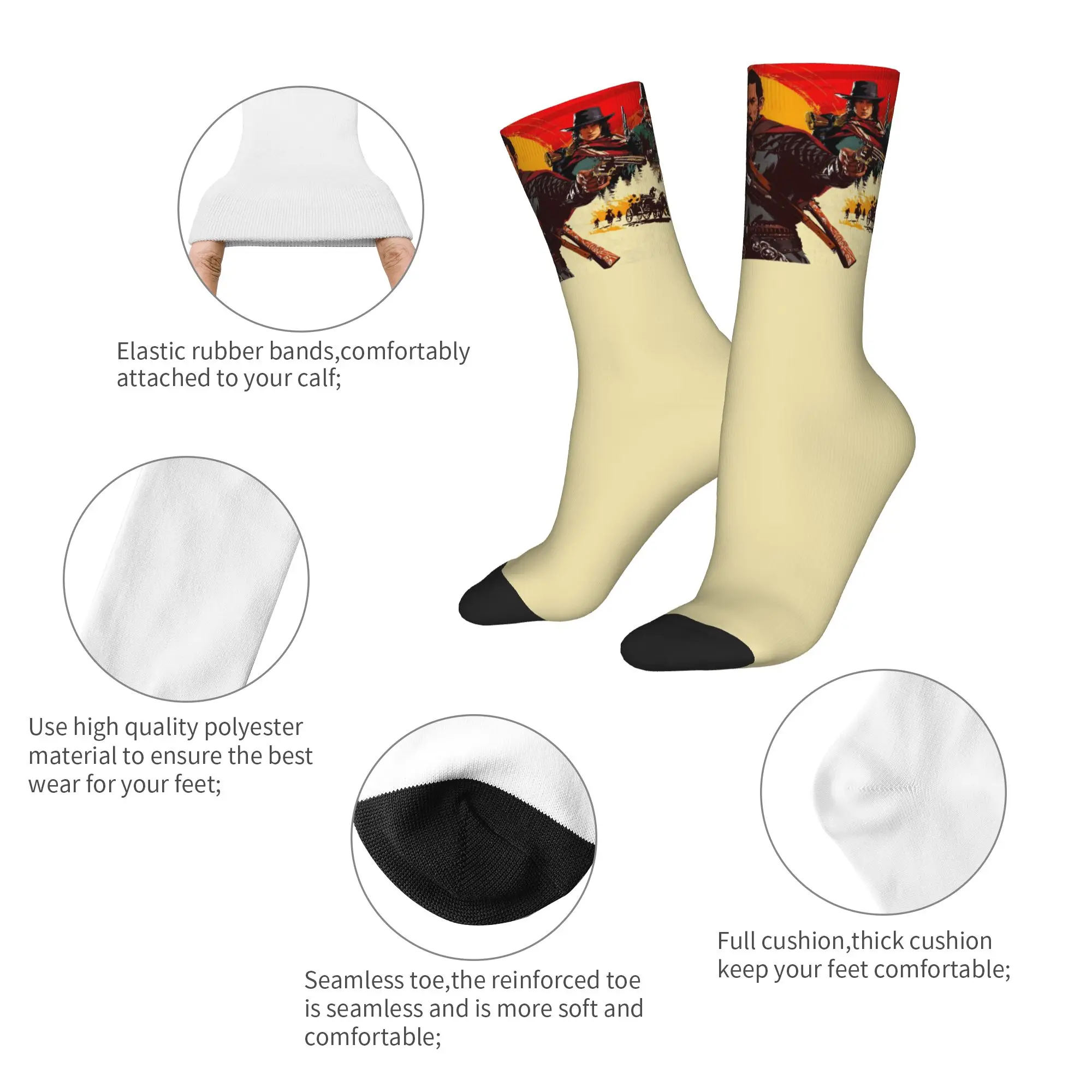 Colorful Red Dead Redemption Basketball Socks John Abigail Jack Polyester Middle Tube Socks for Women Men Sweat Absorbing