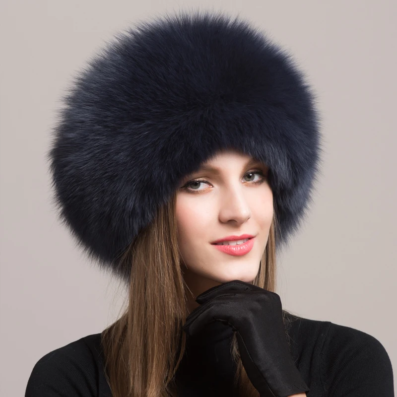 Fashion New Style Luxury Winter Russian Natural Real Fox Fur Hat 2024 Women Warm Good Quality 100% Genuine Real Fox Fur Cap