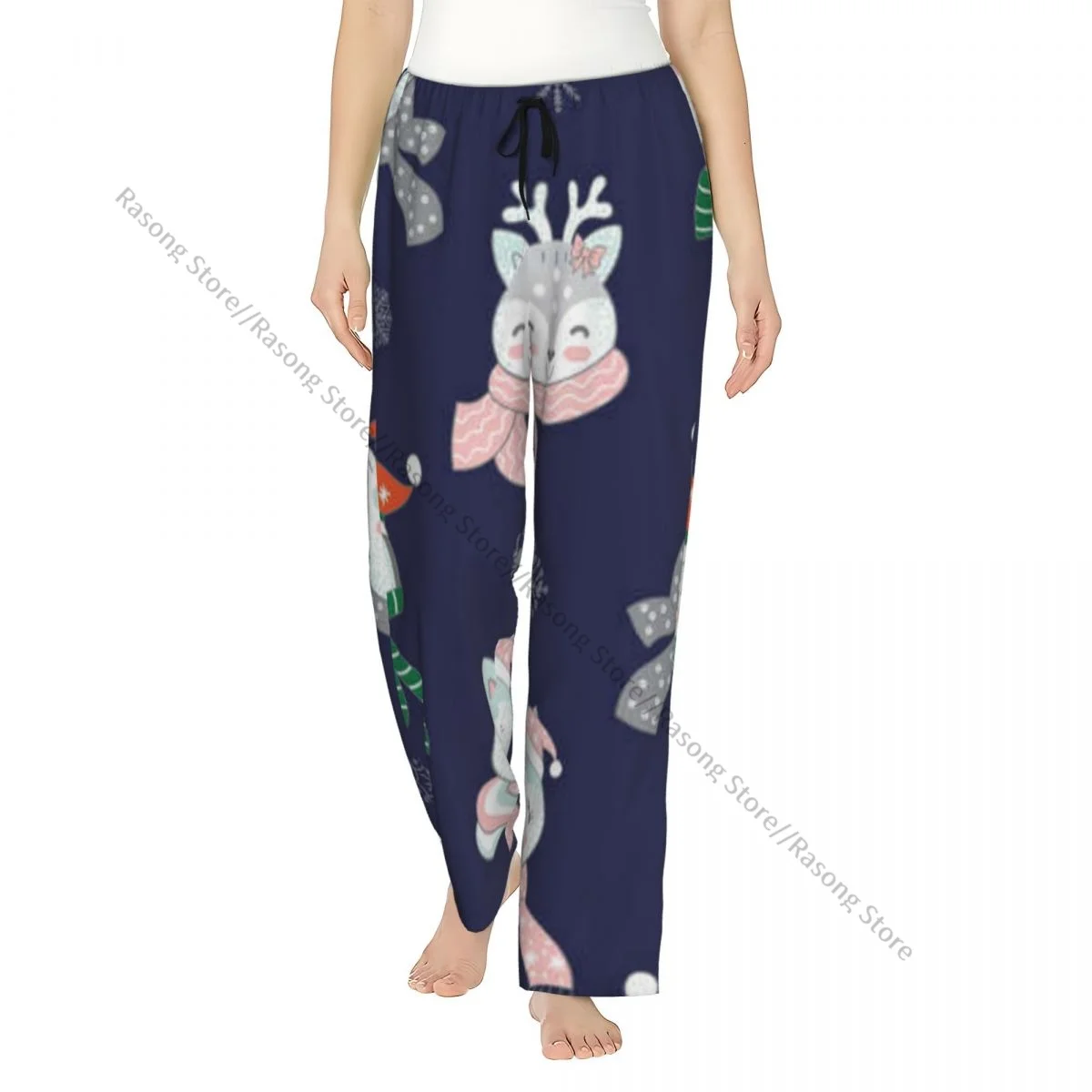 

Cute Christmas Characters Bear Deer Unicorn Pajama Pants for Women Soft Sleep Pants with Elastic Waistband