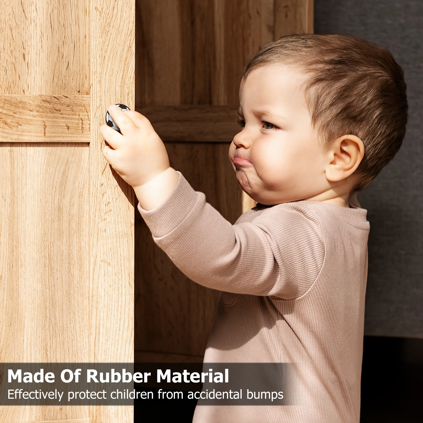 

6Pcs Ball Door Knobs Pull Handles Anti-Collision Durable Alloy Rubber for Cupboard Drawer Cabinet Kids Room Door Knobs