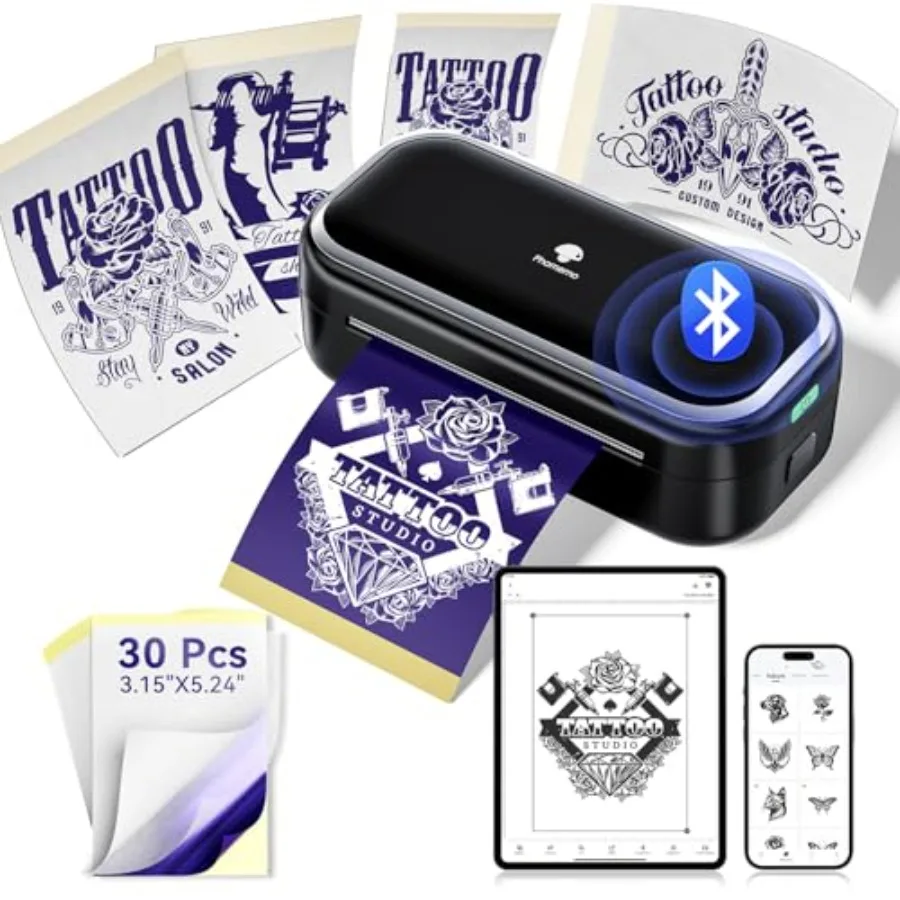 

Tattoo Stencil Printer -TP31 Mini Tattoo Maker with 30pcs Transfer Paper, Small Portable Tattoo Machine for Beginners/Enthusias