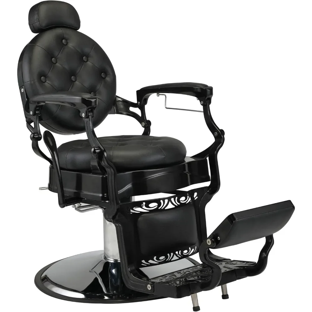 

Heavy-duty Metal Professional Salon Chair, Supports Up To 440 Lbs, Has 135 Degree Tilt and Hydraulic Lift, Black