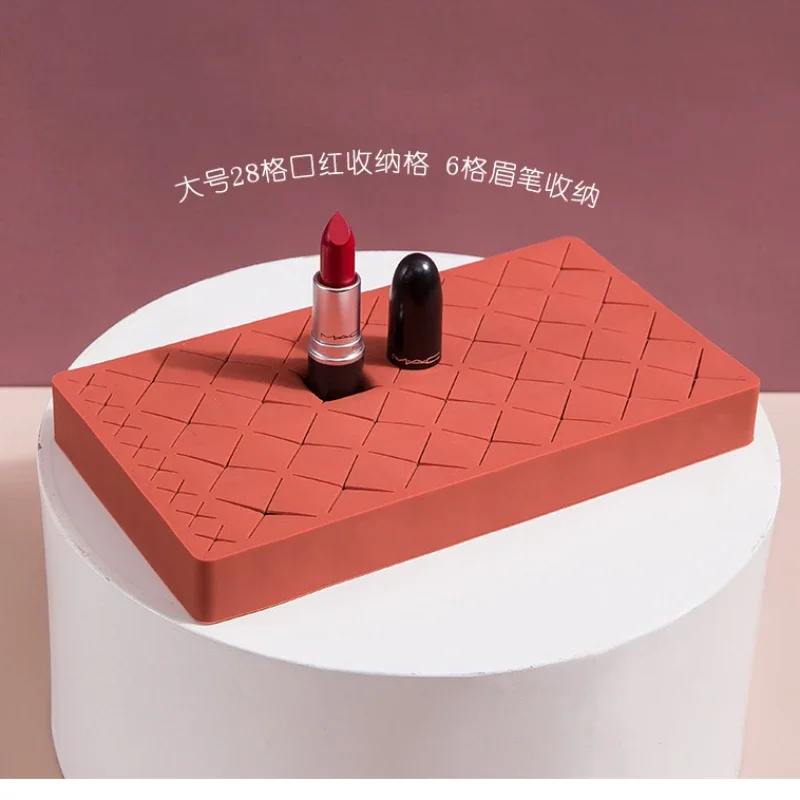 Silicone Lipstick Storage Box, Multi Grid Desktop Shelf, Cosmetics Storage Box, Eyebrow Pencil Jewelry Creative Organizing Box
