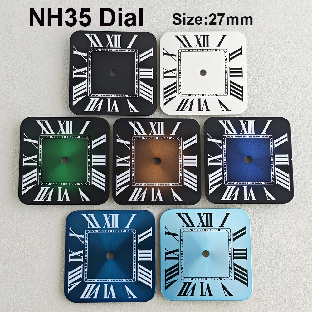 

New 27mm NH35 S Logo square dial calendar or no calendar dial suitable for NH35/36 NH70/38 automatic movement watch accessories
