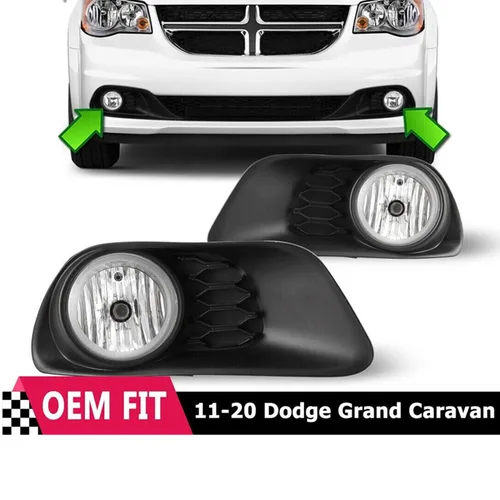 Imagen 1 del producto Para luces antiniebla Dodge Grand Caravan 2011-2020, con lámparas, cableado y interruptor, par de montaje de lámparas de parachoques delantero transparente