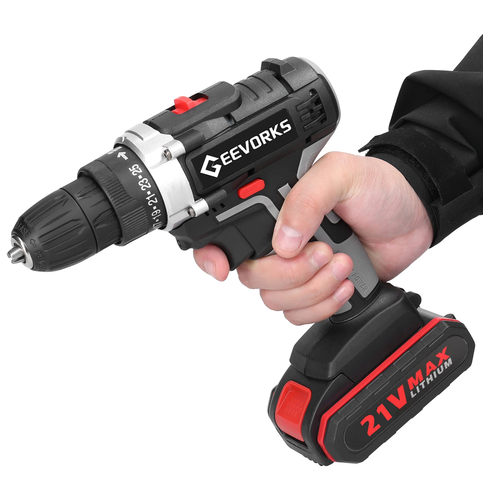 21V Cordless Electric Screwdriver Impact Drill 3-In-1 Electric Drill For Wallworking/Woodworking Power Tools Hammer Drill