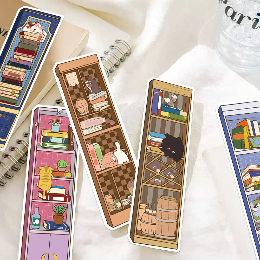30/60pcs cat bookmark cartoon cabinet decoration reading book marking student creative gift DIY paper card page marker bookmarks