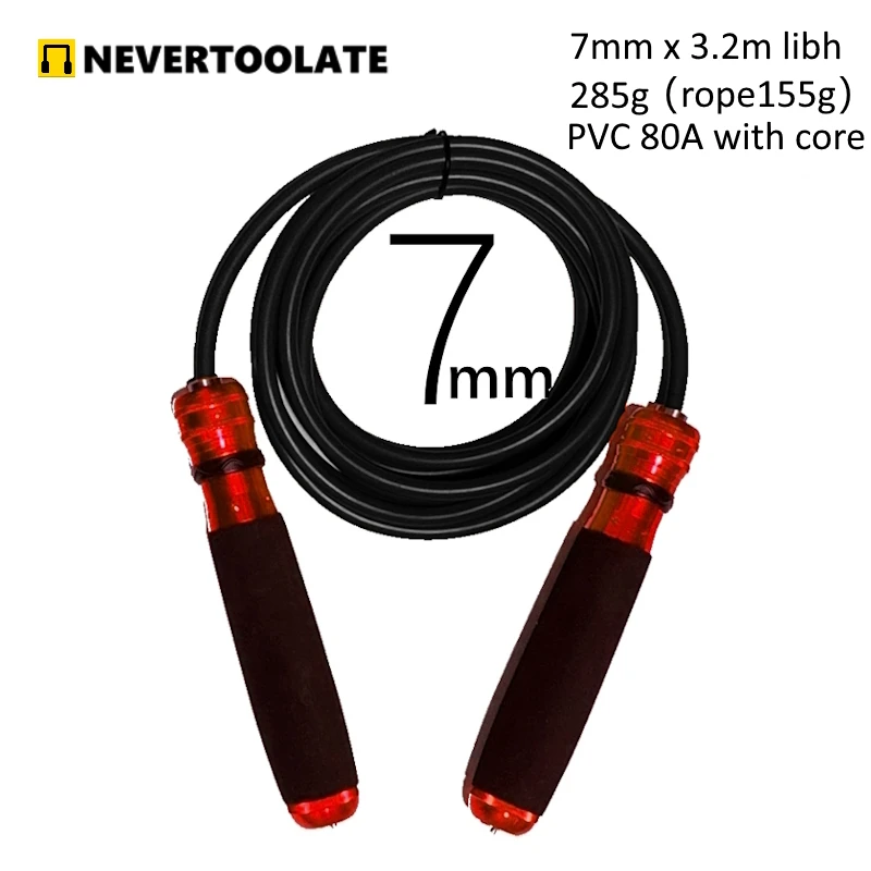 270 gram PVC 80A hardness 15℃ to 35℃ 7 mm sponge al metal handle  With ball bearing  fitness hiit 7mm  skip rope jump rope