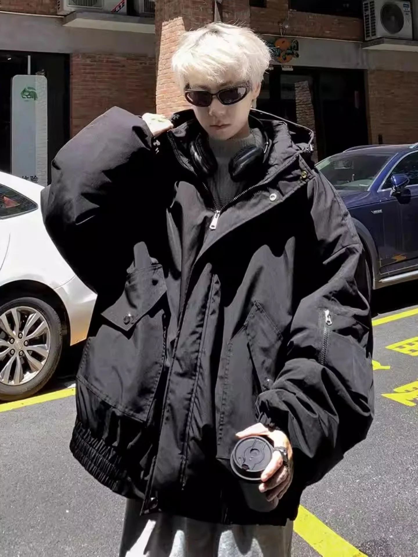 

Теплая утолщенная хлопковая куртка для мужчин, зимняя повседневная куртка с капюшоном на молнии, с длинными рукавами, стильная верхняя одежда, модная рабочая одежда