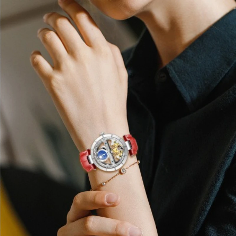 New luxury quartz watch fashionable and simple trend hollow music symbol student automatic waterproof mechanical women's watch