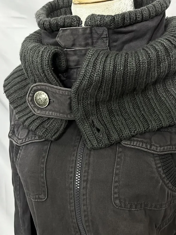 

Unique Original Y2K Retro Design Jaet Women's Autumn Winter Versatile High-End Feeling Top Cotton Blend Long Sve Zipper