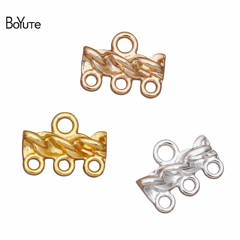 

BoYuTe (100 Pieces/Lot) 17*13MM Metal Alloy Connector Charms with 4 Loops DIY Accessories Hand Made Jewelry Findings Components